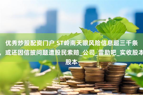 优秀炒股配资门户 ST岭南天眼风险信息超三千条，或还因信披问题遭股民索赔_公司_雷助吧_实收股本