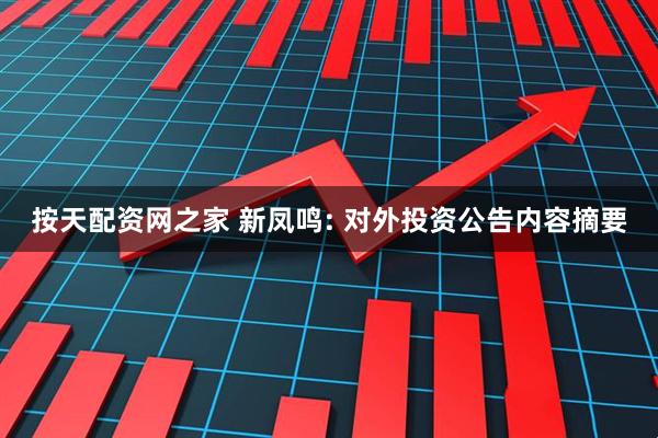 按天配资网之家 新凤鸣: 对外投资公告内容摘要